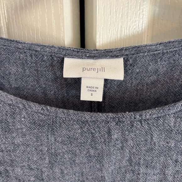 J. Jill Pure Jill Linen Blend Midi Dress Asymmetrical Hem Blue Size Small - Picture 4 of 10